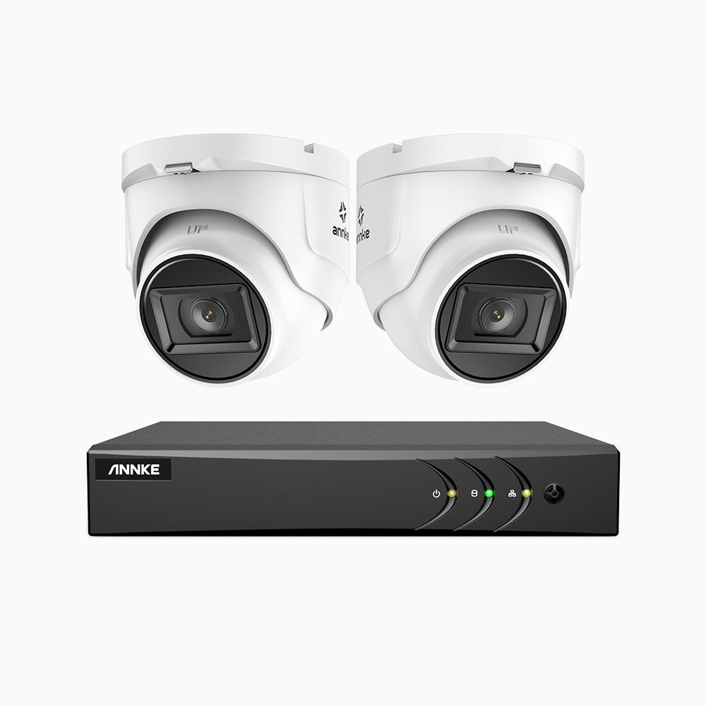 EL200 - 1080p 4 Channel Outdoor Wired Security CCTV System with 2 Cameras, 3.6 MM Lens, Smart DVR with Human & Vehicle Detection, 66 ft Infrared Night Vision, 4-in-1 Output Signal, IP67