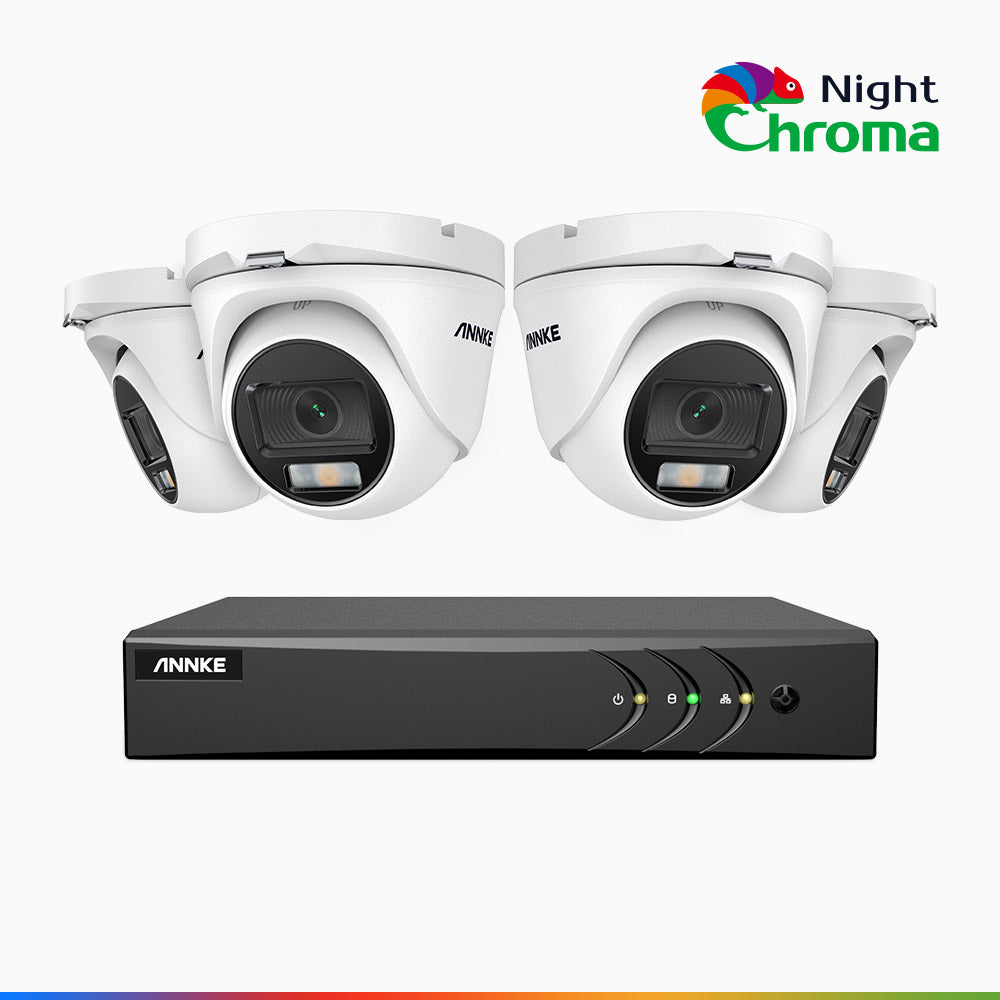 NightChroma<sup>TM</sup> NAK200 - 1080P 4 Channel 4 Cameras Wired CCTV System, Acme Color Night Vision, f/1.0 Super Aperture, 0.001 Lux, 121° FoV, Active Alignment