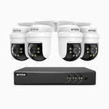 APTK500 - 5MP 4 Channel 4 Camera Outdoor Wired Security CCTV System, 350° Pan & 90° Tilt, 100 ft IR Night Vision, IP65 Weatherproof