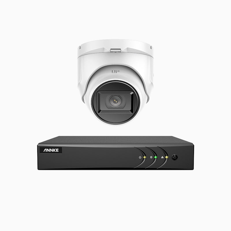 EL200 - 1080p 8 Channel Outdoor Wired Security CCTV System with 1 Camera, 3.6 MM Lens, Smart DVR with Human & Vehicle Detection, 66 ft Infrared Night Vision, 4-in-1 Output Signal, IP67