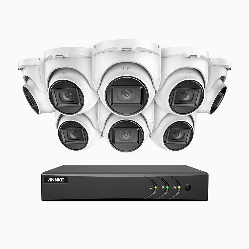 EL200 - 1080p 8 Channel Outdoor Wired Security CCTV System with 8 Cameras, 3.6 MM Lens, Smart DVR with Human & Vehicle Detection, 66 ft Infrared Night Vision, 4-in-1 Output Signal, IP67