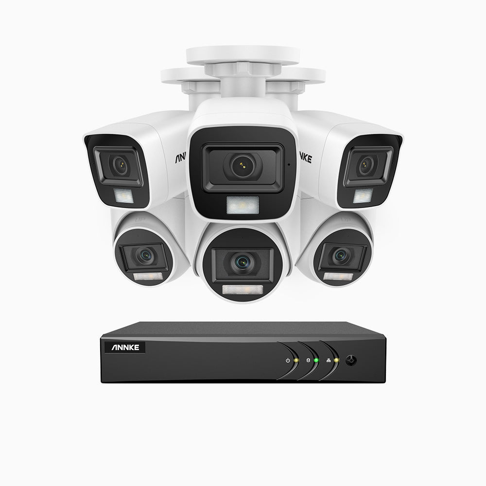 ADLK500 - 3K 8 Channel Wired Security System with 3 Bullet & 3 Turret Cameras, Color & IR Night Vision, 3072*1728 Resolution, f/1.2 Super Aperture, 4-in-1 Output Signal, Built-in Microphone, IP67