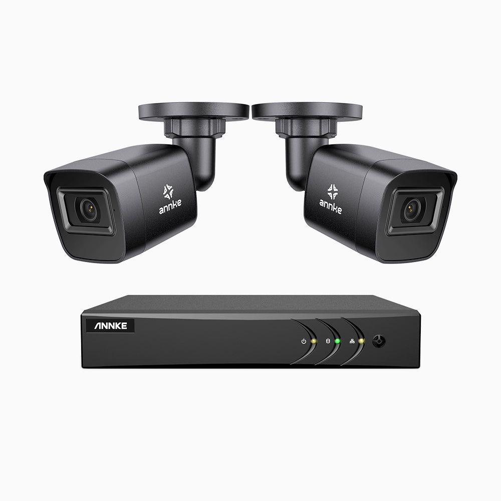 EL200 - 1080p 8 Channel Outdoor Wired Security CCTV System with 2 Cameras, 3.6 MM Lens, Smart DVR with Human & Vehicle Detection, 66 ft Infrared Night Vision, 4-in-1 Output Signal, IP67