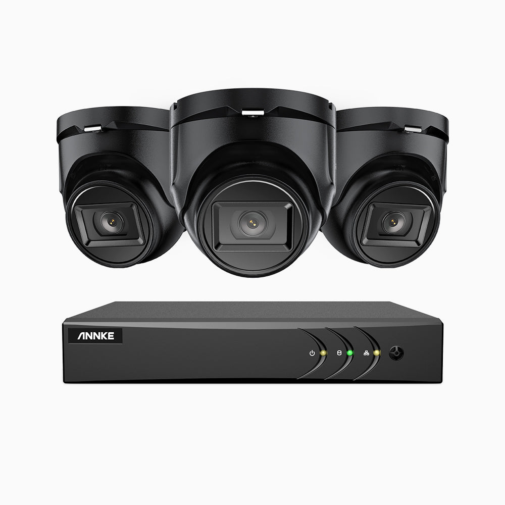 EL200 - 1080p 8 Channel Outdoor Wired Security CCTV System with 3 Cameras, 3.6 MM Lens, Smart DVR with Human & Vehicle Detection, 66 ft Infrared Night Vision, 4-in-1 Output Signal, IP67