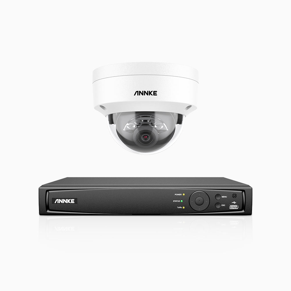 H800 - 4K 4 Channel 1 Camera PoE Security System, Human & Vehicle Detection, Color & IR Night Vision, Built-in Mic, RTSP Supported