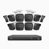 H500 - 3K 16 Channel 10 Cameras PoE Security System, EXIR 2.0 Night Vision, Built-in Mic & SD Card Slot,IP67 Waterproof, RTSP Supported, Works with Alexa