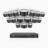 FDH600 - 16 Channel PoE Security System with 16 Dual Lens Cameras, 6MP Resolution, 180° Ultra Wide Angle, f/1.2 Super Aperture, Built-in Microphone, Active Siren & Alarm, Human & Vehicle Detection