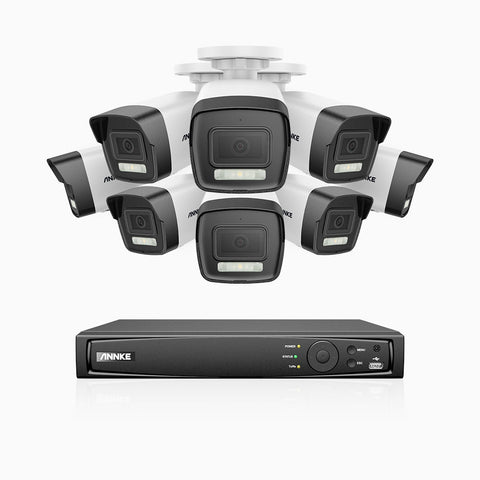 H1200 - 4K 12MP 16 Channel 8 Cameras PoE Security System, Colour & IR Night Vision, Human & Vehicle Detection, H.265+, Built-in Microphone, Max. 512 GB Local Storage, IP67