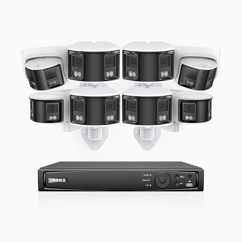 FDH600 - 8 Channel PoE Security System with 6 Bullet & 2 Turret Dual Lens Cameras, 6MP Resolution, 180° Ultra Wide Angle, f/1.2 Super Aperture, Built-in Microphone, Active Siren & Alarm, Human & Vehicle Detection, 2-Way Audio
