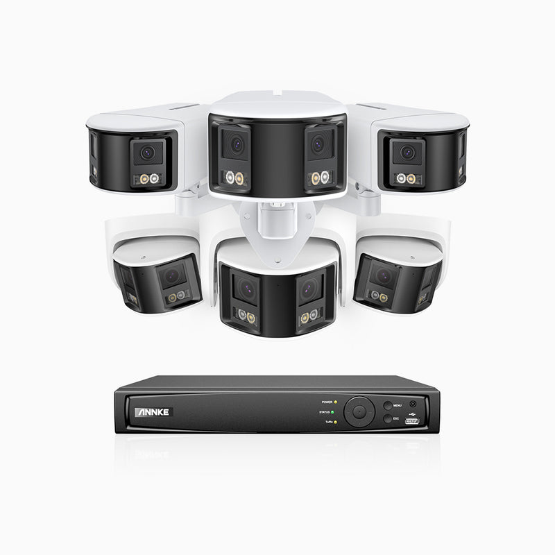 FDH600 - 8 Channel PoE Security System with 3 Bullet & 3 Turret Dual Lens Cameras, 6MP Resolution, 180° Ultra Wide Angle, f/1.2 Super Aperture, Built-in Microphone, Active Siren & Alarm, Human & Vehicle Detection, 2-Way Audio