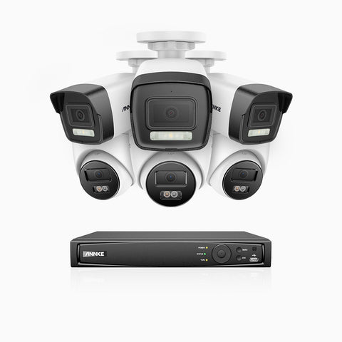 H1200 - 4K 12MP 8 Channel PoE Security System with  3 Bullet & 3 Turret Cameras, Colour & IR Night Vision, Human & Vehicle Detection, H.265+, Built-in Microphone, Max. 512 GB Local Storage, IP67