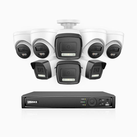H1200 - 4K 12MP 8 Channel PoE Security System with  4 Bullet & 4 Turret Cameras, Colour & IR Night Vision, Human & Vehicle Detection, H.265+, Built-in Microphone, Max. 512 GB Local Storage, IP67