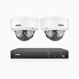 H1200 - 4K 12MP 8 Channel 2 Cameras PoE Security System, Color & IR Night Vision, Human & Vehicle Detection, H.265+, Built-in Microphone, Max. 512 GB Local Storage, IP67