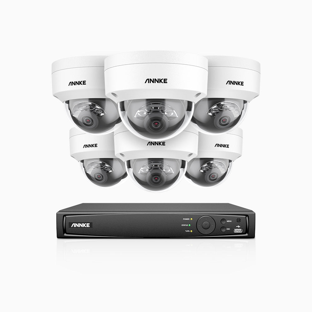 H1200 - 4K 12MP 8 Channel 6 Cameras PoE Security System, Color & IR Night Vision, Human & Vehicle Detection, H.265+, Built-in Microphone, Max. 512 GB Local Storage, IP67