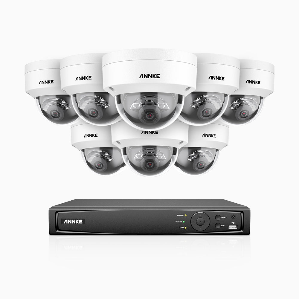 H1200 - 4K 12MP 8 Channel 8 Cameras PoE Security System, Color & IR Night Vision, Human & Vehicle Detection, H.265+, Built-in Microphone, Max. 512 GB Local Storage, IP67