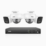 H800 - 4K 8 Channel PoE Security System with 2 Bullet & 2 Dome (IK10) Cameras, Vandal-Resistant, Human & Vehicle Detection, Built-in Mic, RTSP Supported