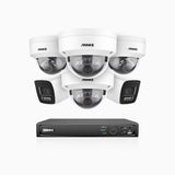 H800 - 4K 8 Channel PoE Security System with 2 Bullet & 4 Dome (IK10) Cameras, Vandal-Resistant, Human & Vehicle Detection, Built-in Mic, RTSP Supported