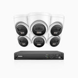 H1200 - 4K 12MP 8 Channel 6 Cameras PoE Security System, Color & IR Night Vision, Human & Vehicle Detection, H.265+, Built-in Microphone, Max. 512 GB Local Storage, IP67