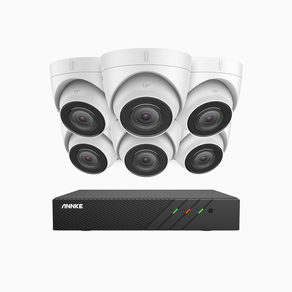 H500 - 3K 8 Channel 6 Cameras PoE Security System, EXIR 2.0 Night Vision, Built-in Mic & SD Card Slot,IP67 Waterproof, RTSP Supported, Works with Alexa ,IP67 Waterproof, RTSP Supported