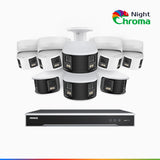 NightChroma<sup>TM</sup> NDK800 – 4K 8 Channel Panoramic Dual Lens PoE Security System with 4 Bullet & 4 Turret Cameras, f/1.0 Super Aperture, Acme Color Night Vision, Active Siren and Strobe, Human & Vehicle Detection, Built-in Mic ,Two-Way Audio