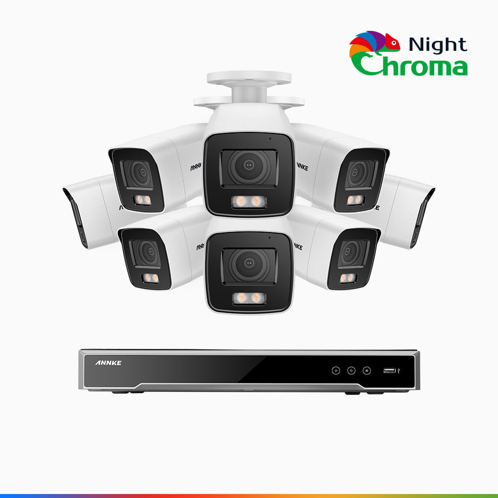 NightChroma<sup>TM</sup> NCK800 – 4K 8 Channel 8 Cameras PoE Security System, f/1.0 Super Aperture, Color Night Vision, 2CH 4K Decoding Capability, Human & Vehicle Detection, Intelligent Behavior Analysis, Built-in Mic, 124° FoV