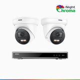 NightChroma<sup>TM</sup> NCK800 – 4K 8 Channel 2 Cameras PoE Security System, f/1.0 Super Aperture, Color Night Vision, 2CH 4K Decoding Capability, Human & Vehicle Detection, Intelligent Behavior Analysis, Built-in Mic, 124° FoV