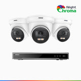 NightChroma<sup>TM</sup> NCK800 – 4K 8 Channel 3 Cameras PoE Security System, f/1.0 Super Aperture, Color Night Vision, 2CH 4K Decoding Capability, Human & Vehicle Detection, Intelligent Behavior Analysis, Built-in Mic, 124° FoV