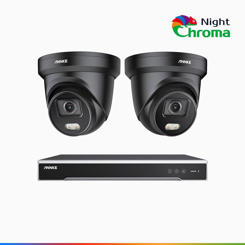 NightChroma<sup>TM</sup> NCK800 – 4K 8 Channel 2 Cameras PoE Security System, f/1.0 Super Aperture, Color Night Vision, 2CH 4K Decoding Capability, Human & Vehicle Detection, Intelligent Behavior Analysis, Built-in Mic, 124° FoV