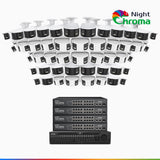 NightChroma<sup>TM</sup> NDK800 – 4K 64 Channel Panoramic Dual Lens PoE Security System with 24 Bullet & 24 Turret Cameras, f/1.0 Super Aperture, Acme Color Night Vision, Active Siren and Strobe, Human & Vehicle Detection, Built-in Mic ,Two-Way Audio