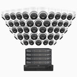 H800 - 4K 64 Channel 48 Cameras PoE Security System, Human & Vehicle Detection, Color & IR Night Vision, Built-in Mic, RTSP Supported, 16-Port PoE Switch Included