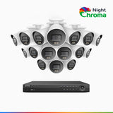 NightChroma<sup>TM</sup> NCK800 – 4K 16 Channel 16 Cameras PoE Security System, Acme Color Night Vision, 3840 × 2160 @ 30fps, Human & Vehicle Detection, Siren & Strobe Alarm, Two-Way Audio, All-Metal Housing
