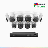 NightChroma<sup>TM</sup> NCK800 – 4K 16 Channel 10 Cameras PoE Security System, Acme Color Night Vision, 3840 × 2160 @ 30fps, Human & Vehicle Detection, Siren & Strobe Alarm, Two-Way Audio, All-Metal Housing