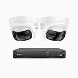 FDH800 - 8 Channel PoE Security System with 2 8MP UHD Dual Lens Cameras, 180° Panoramic View, Smart Dual Light Night Vision, Two-Way Audio, Active Siren & Alarm, Human & Vehicle Detection, IP67