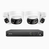 FDH800 - 8 Channel PoE Security System with 4 8MP UHD Dual Lens Cameras, 180° Panoramic View, Smart Dual Light Night Vision, Two-Way Audio, Active Siren & Alarm, Human & Vehicle Detection, IP67