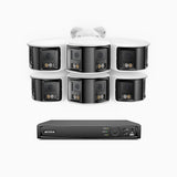 FDH800 - 8 Channel PoE Security System with 6 8MP UHD Dual Lens Cameras, 180° Panoramic View, Smart Dual Light Night Vision, Two-Way Audio, Active Siren & Alarm, Human & Vehicle Detection, IP67