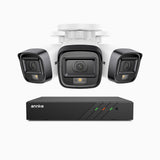 H500 - 3K Super HD 8 Channel 3 Cameras PoE Security System, Color & IR Night Vision, 3072 × 1728 @ 20fps, Smart Human & Vehicle Detection, Built-in Microphone, IP67