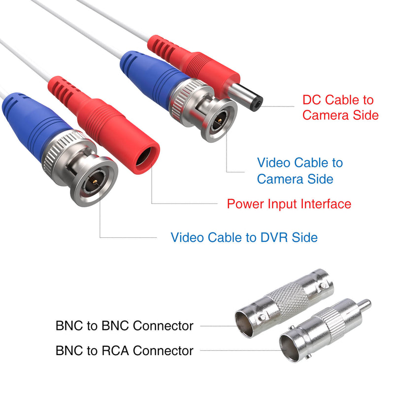 100 Feet (30 Meters) 2-in-1 Video Power Cables