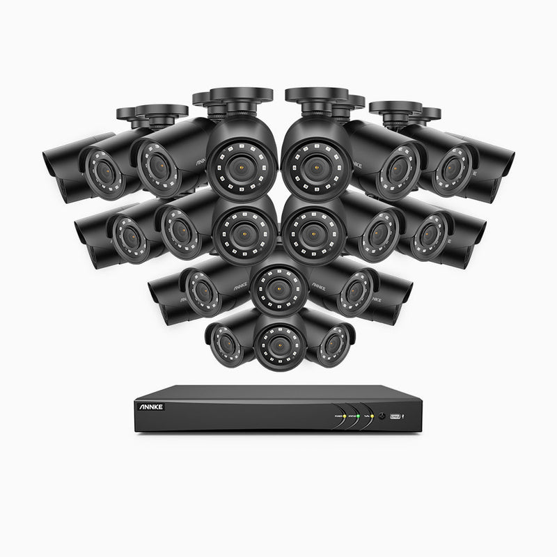 E200 – 1080p 32 Channel 24 Camera Outdoor Wired Security CCTV System, Smart DVR with Human & Vehicle Detection, H.265+, 100 ft Infrared Night Vision