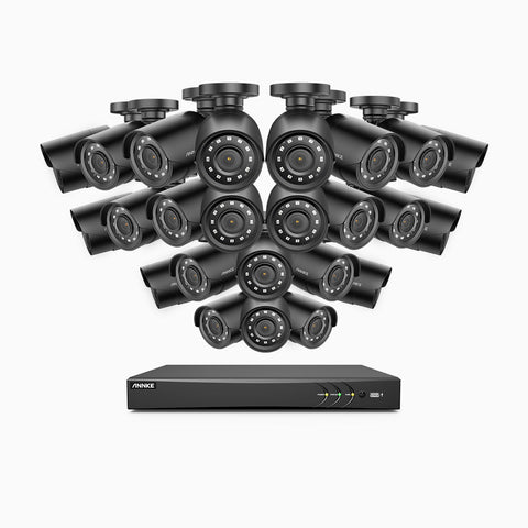 E200 – 1080p 32 Channel 24 Camera Outdoor Wired Security CCTV System, Smart DVR with Human & Vehicle Detection, H.265+, 100 ft Infrared Night Vision