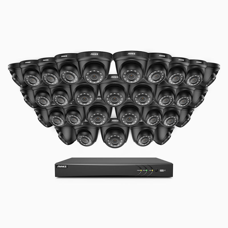 E200 – 1080p 32 Channel 32 Camera Outdoor Wired Security CCTV System, Smart DVR with Human & Vehicle Detection, H.265+, 100 ft Infrared Night Vision