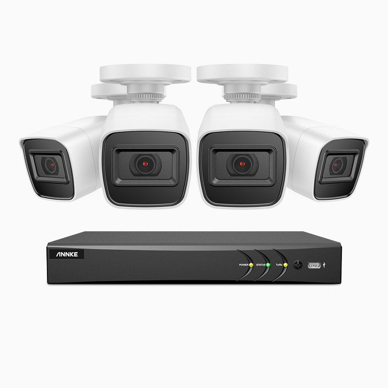 E800 – 4K 8 Channel 4 Camera Outdoor Wired Security System, Smart DVR with Human & Vehicle Detection, H.265+, 100 ft Infrared Night Vision, IP67 Weatherproof