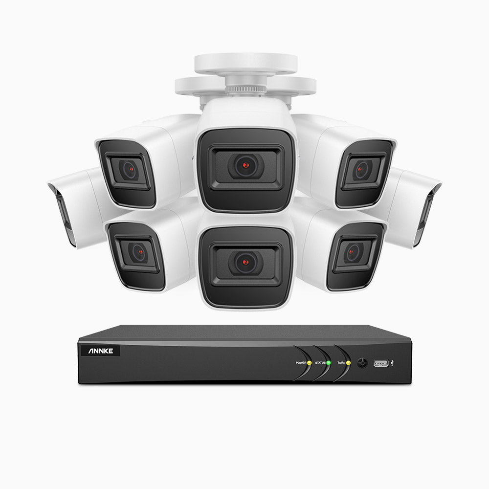 E800 – 4K 8 Channel 8 Camera Outdoor Wired Security System, Smart DVR with Human & Vehicle Detection, H.265+, 100 ft Infrared Night Vision, IP67 Weatherproof