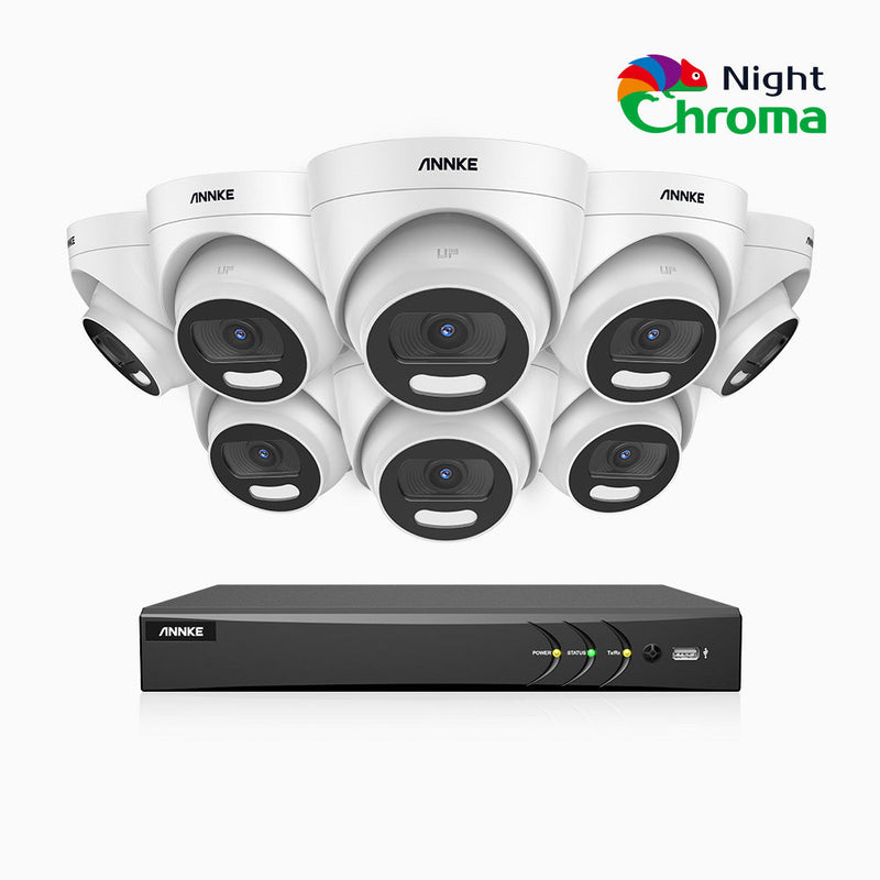 NightChroma<sup>TM</sup> NAK500 - 5MP 8 Channel 8 Camera Wired Security System, Acme Color Night Vision, f/1.0 Super Aperture, 0.0005 Lux