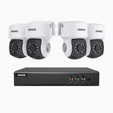 APTK200 - 1080p 4 Channel 4 Camera Outdoor Wired Security CCTV System, 350° Pan & 90° Tilt, 100 ft IR Night Vision, IP65 Weatherproof