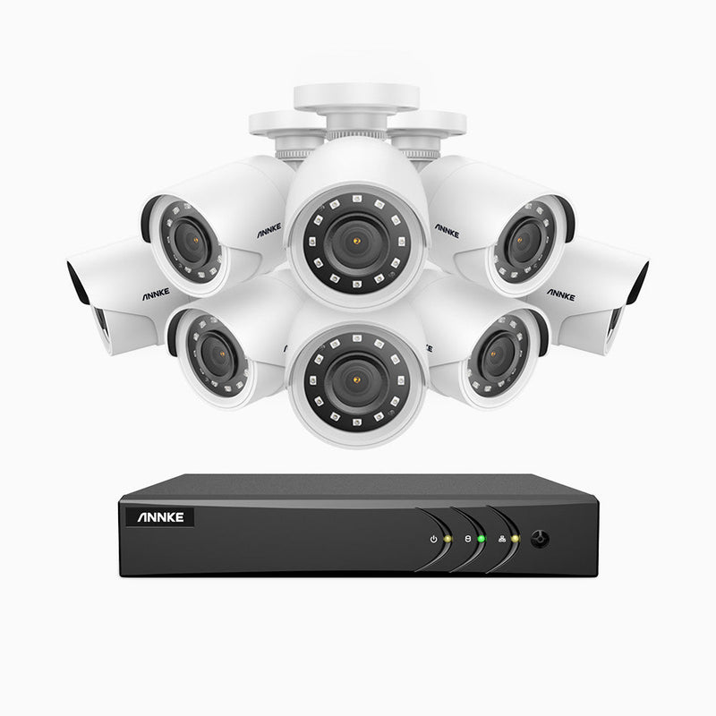 E200 – 1080p 16 Channel 8 Camera Outdoor Wired Security CCTV System, Smart DVR with Human & Vehicle Detection, H.265+, 100 ft Infrared Night Vision