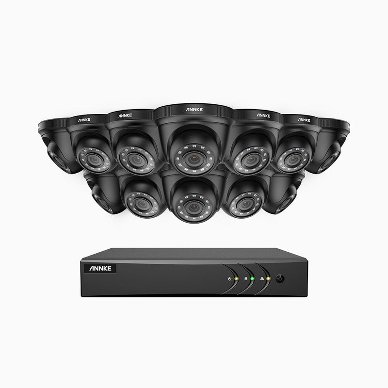 E200 – 1080p 16 Channel 12 Camera Outdoor Wired Security CCTV System, Smart DVR with Human & Vehicle Detection, H.265+, 100 ft Infrared Night Vision