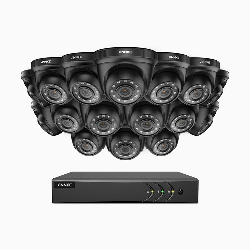 E200 – 1080p 16 Channel 16 Camera Outdoor Wired Security CCTV System, Smart DVR with Human & Vehicle Detection, H.265+, 100 ft Infrared Night Vision