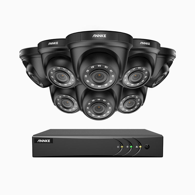 E200 – 1080p 16 Channel 8 Camera Outdoor Wired Security CCTV System, Smart DVR with Human & Vehicle Detection, H.265+, 100 ft Infrared Night Vision