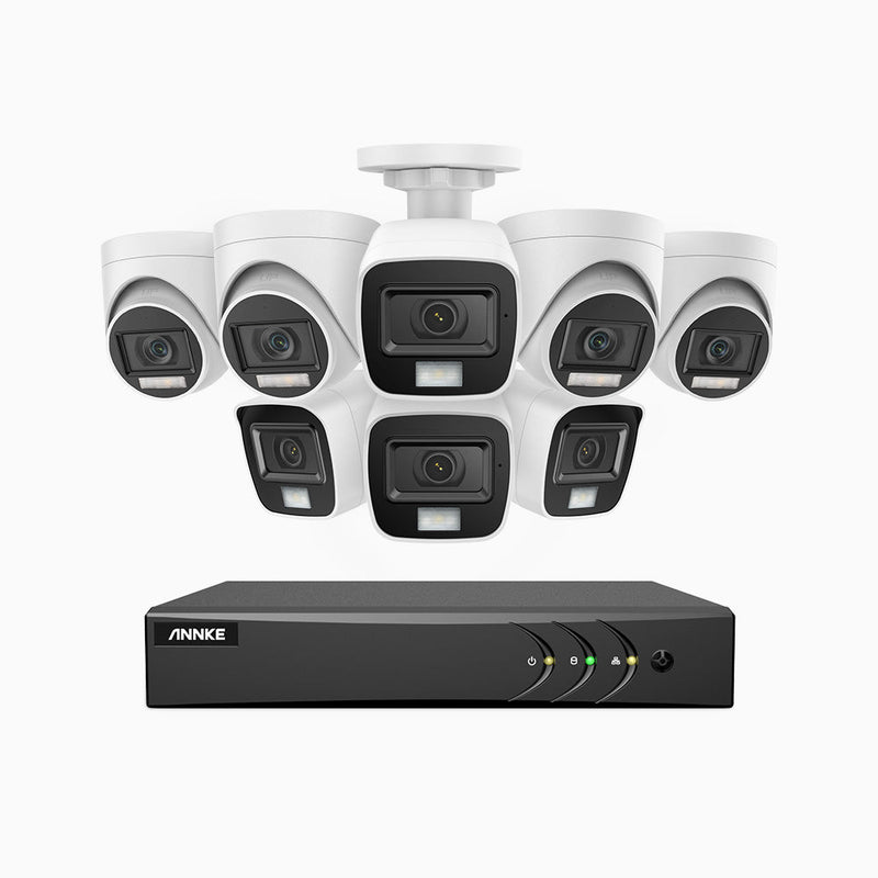 ADLK500 - 3K 16 Channel Wired Security System with 4 Bullet & 4 Turret Cameras, Color & IR Night Vision, 3072*1728 Resolution, f/1.2 Super Aperture, 4-in-1 Output Signal, Built-in Microphone, IP67