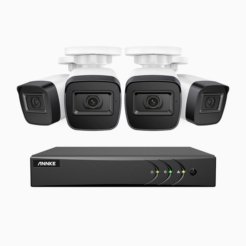 EL200 - 1080p 8 Channel Outdoor Wired Security CCTV System with 4 Cameras, 3.6 MM Lens, Smart DVR with Human & Vehicle Detection, 66 ft Infrared Night Vision, 4-in-1 Output Signal, IP67